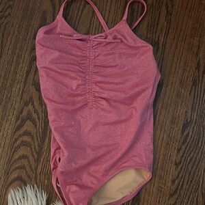 Girl’s crew cuts Pink Ruched One-Piece Swimsuit